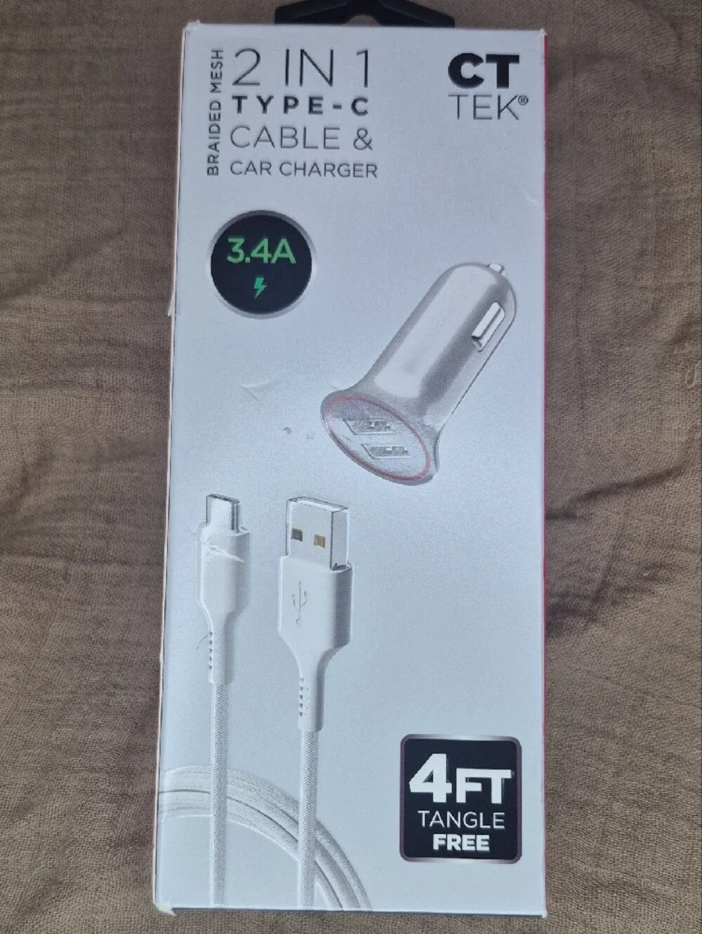CTEK 2-in-1 Type-C Cable & Car Charger - White